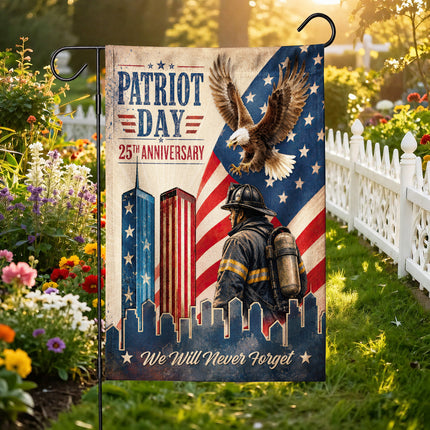 Patriot Day 25th Anniversary Vintage Eagle Firefighter Twin Towers Flag