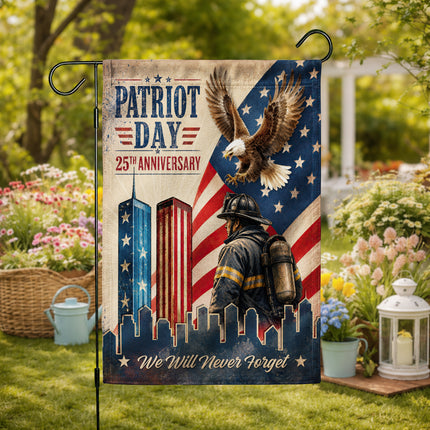 Patriot Day 25th Anniversary Vintage Eagle Firefighter Twin Towers Flag