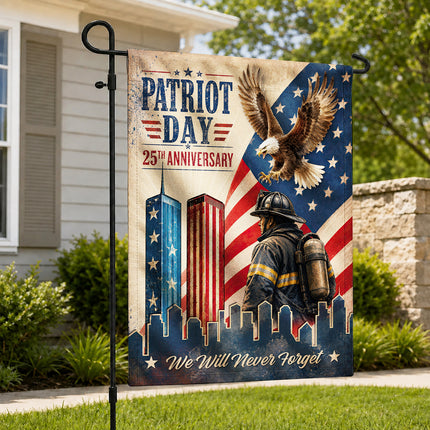 Patriot Day 25th Anniversary Vintage Eagle Firefighter Twin Towers Flag