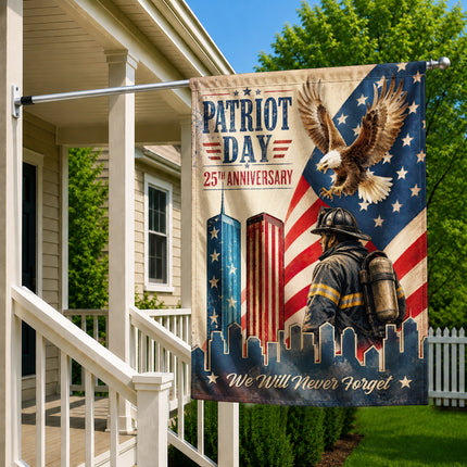 Patriot Day 25th Anniversary Vintage Eagle Firefighter Twin Towers Flag