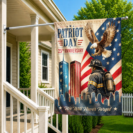 Patriot Day 25th Anniversary Vintage Eagle Firefighter Twin Towers Flag