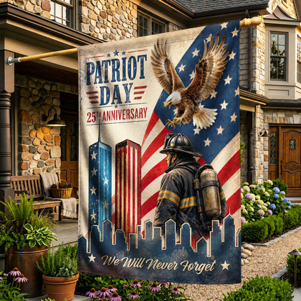 Patriot Day 25th Anniversary Vintage Eagle Firefighter Twin Towers Flag