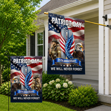 Patriot Day 25th Anniversary Firefighter Eagle Twin Towers Memorial Flag