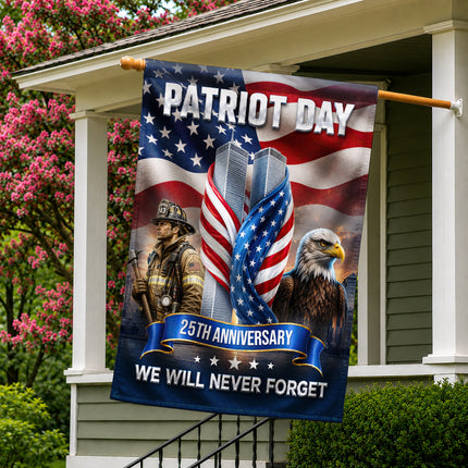 Patriot Day 25th Anniversary Firefighter Eagle Twin Towers Memorial Flag