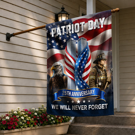 Patriot Day 25th Anniversary Firefighter Eagle Twin Towers Memorial Flag