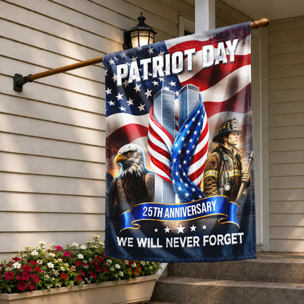 Patriot Day 25th Anniversary Firefighter Eagle Twin Towers Memorial Flag