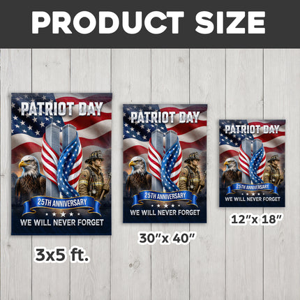 Patriot Day 25th Anniversary Firefighter Eagle Twin Towers Memorial Flag