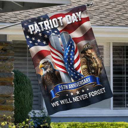 Patriot Day 25th Anniversary Firefighter Eagle Twin Towers Memorial Flag