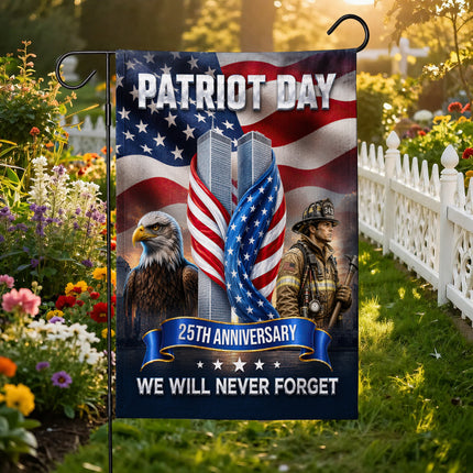 Patriot Day 25th Anniversary Firefighter Eagle Twin Towers Memorial Flag
