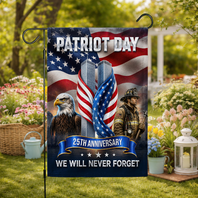 Patriot Day 25th Anniversary Firefighter Eagle Twin Towers Memorial Flag