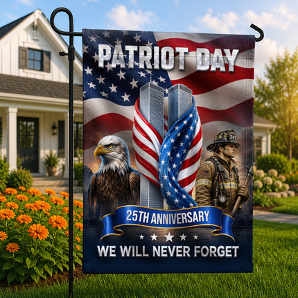 Patriot Day 25th Anniversary Firefighter Eagle Twin Towers Memorial Flag