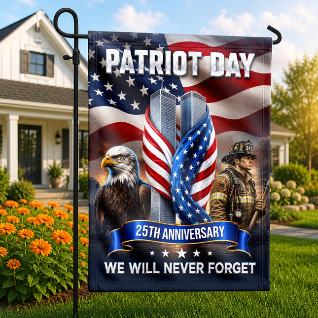 Patriot Day 25th Anniversary Firefighter Eagle Twin Towers Memorial Flag