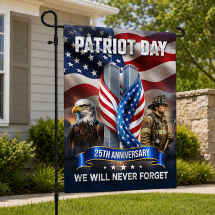 Patriot Day 25th Anniversary Firefighter Eagle Twin Towers Memorial Flag