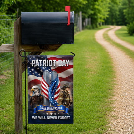 Patriot Day 25th Anniversary Firefighter Eagle Twin Towers Memorial Flag