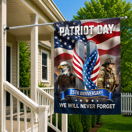 Patriot Day 25th Anniversary Firefighter Eagle Twin Towers Memorial Flag