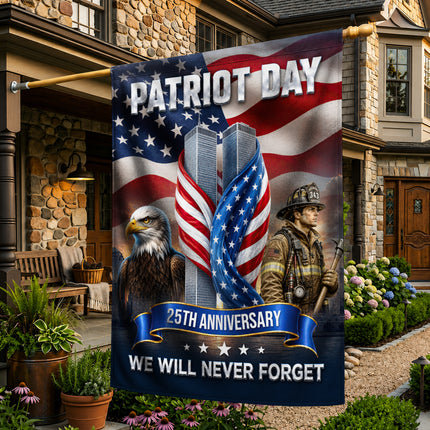Patriot Day 25th Anniversary Firefighter Eagle Twin Towers Memorial Flag