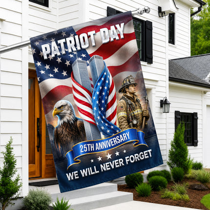 Patriot Day 25th Anniversary Firefighter Eagle Twin Towers Memorial Flag