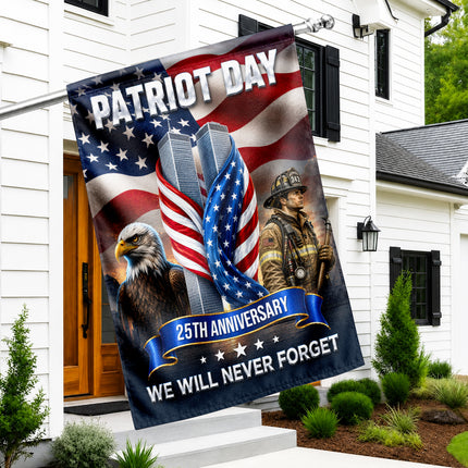 Patriot Day 25th Anniversary Firefighter Eagle Twin Towers Memorial Flag
