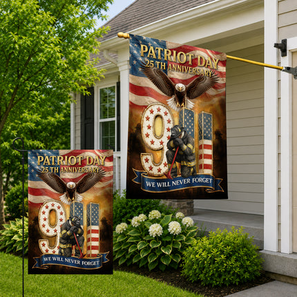 Patriot Day 25th Anniversary 9/11 Eagle Firefighter Tribute Flag