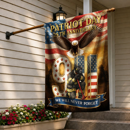 Patriot Day 25th Anniversary 9/11 Eagle Firefighter Tribute Flag