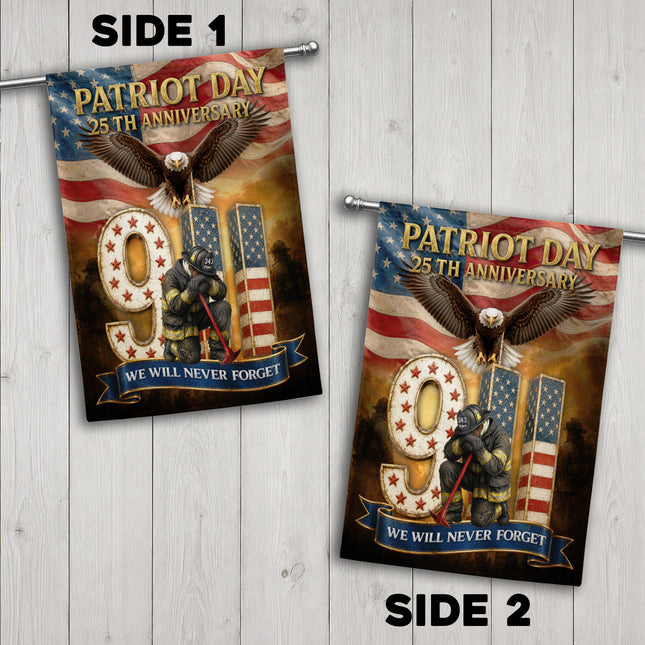 Patriot Day 25th Anniversary 9/11 Eagle Firefighter Tribute Flag