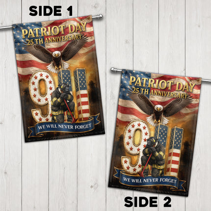 Patriot Day 25th Anniversary 9/11 Eagle Firefighter Tribute Flag