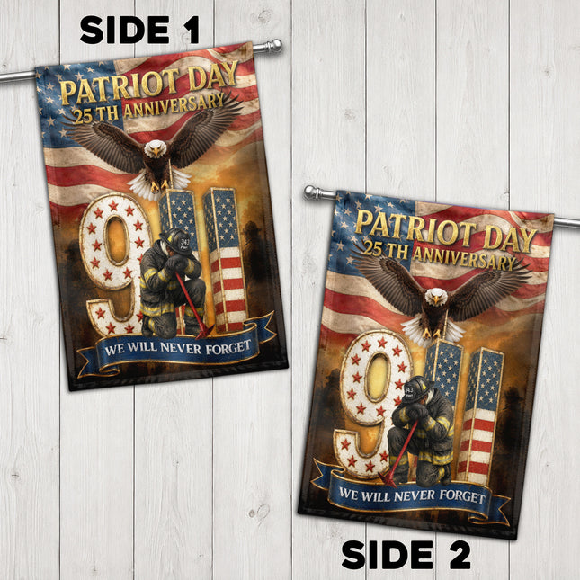 Patriot Day 25th Anniversary 9/11 Eagle Firefighter Tribute Flag