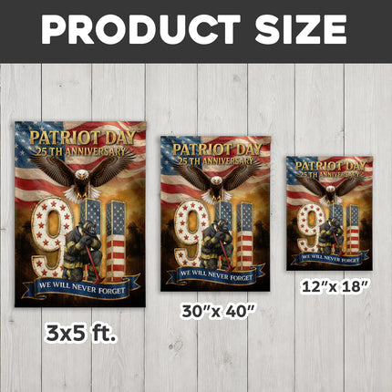 Patriot Day 25th Anniversary 9/11 Eagle Firefighter Tribute Flag