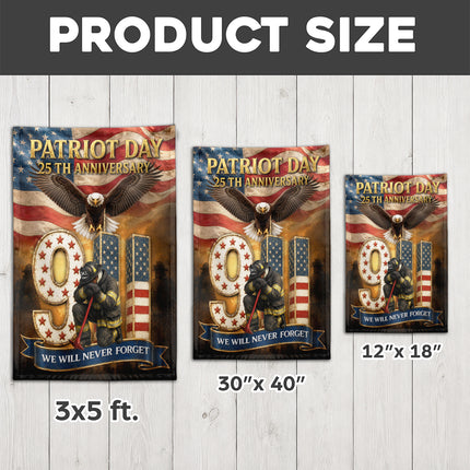 Patriot Day 25th Anniversary 9/11 Eagle Firefighter Tribute Flag