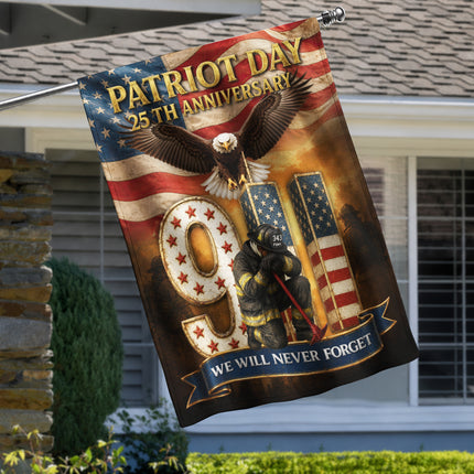 Patriot Day 25th Anniversary 9/11 Eagle Firefighter Tribute Flag