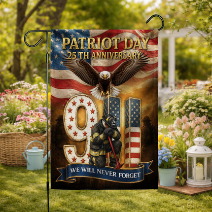 Patriot Day 25th Anniversary 9/11 Eagle Firefighter Tribute Flag