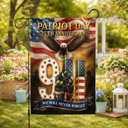 Patriot Day 25th Anniversary 9/11 Eagle Firefighter Tribute Flag
