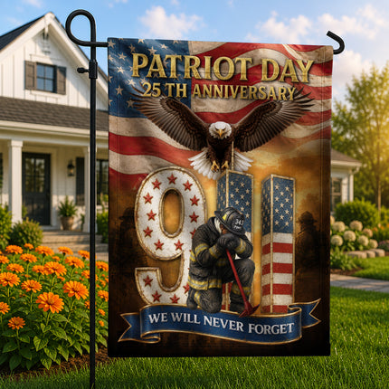 Patriot Day 25th Anniversary 9/11 Eagle Firefighter Tribute Flag