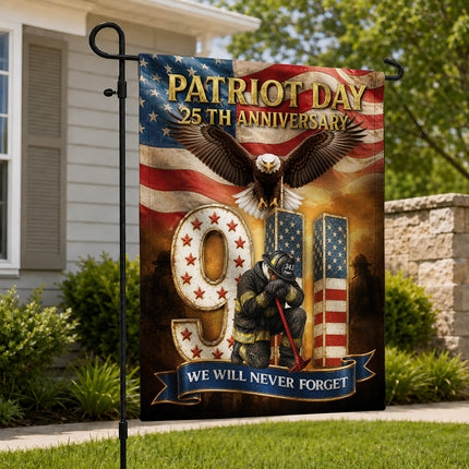 Patriot Day 25th Anniversary 9/11 Eagle Firefighter Tribute Flag
