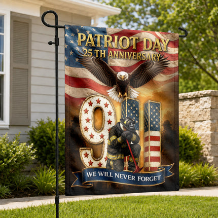 Patriot Day 25th Anniversary 9/11 Eagle Firefighter Tribute Flag