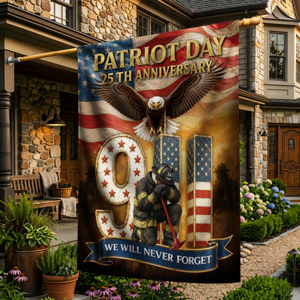 Patriot Day 25th Anniversary 9/11 Eagle Firefighter Tribute Flag