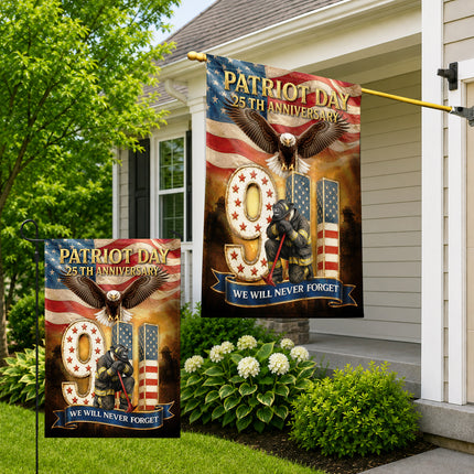 Patriot Day 25th Anniversary 9/11 Eagle Firefighter Tribute Flag