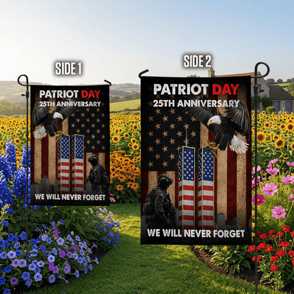 25th Anniversary Patriot Day Eagle Soldier Twin Towers Memorial Flag