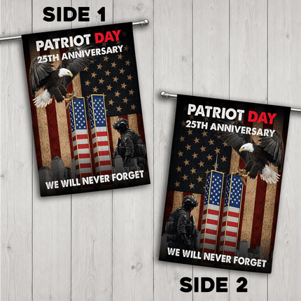 25th Anniversary Patriot Day Eagle Soldier Twin Towers Memorial Flag