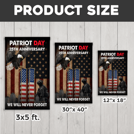 25th Anniversary Patriot Day Eagle Soldier Twin Towers Memorial Flag