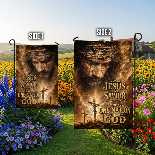 SP-01 Jesus Is My Savior One Nation Under God Christian Garden Flag Patriotic Celebrations