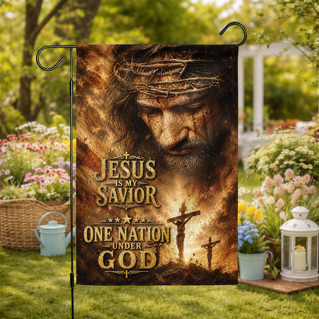 SP-01 Jesus Is My Savior One Nation Under God Christian Garden Flag Patriotic Celebrations