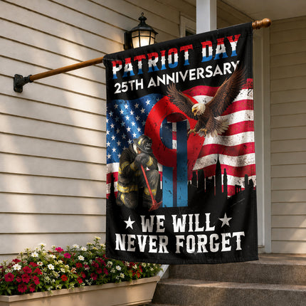 25th Anniversary Patriot Day Firefighter Eagle Memorial Flag