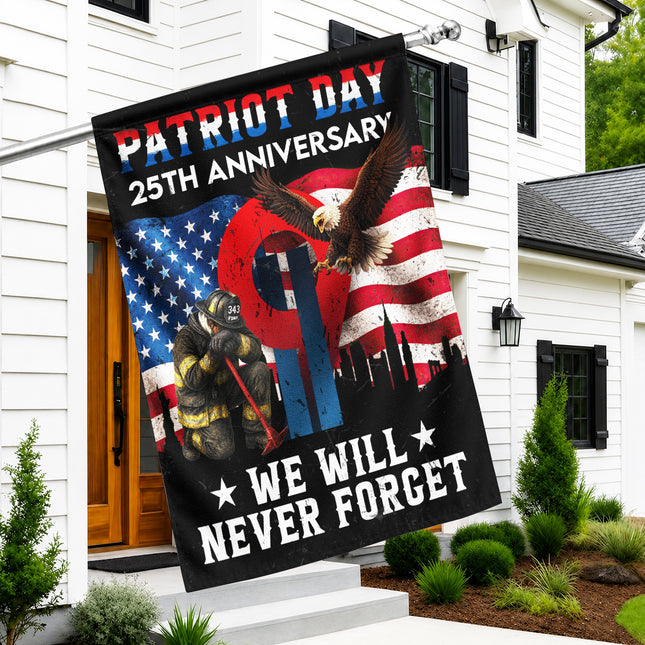 25th Anniversary Patriot Day Firefighter Eagle Memorial Flag