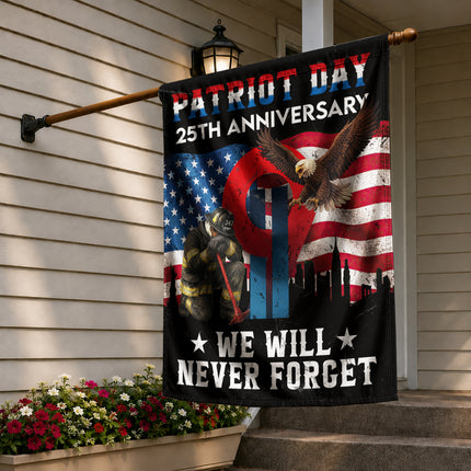 25th Anniversary Patriot Day Firefighter Eagle Memorial Flag