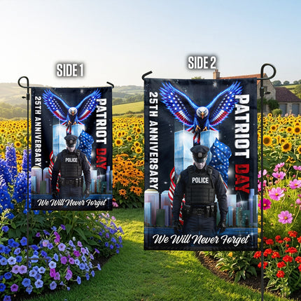 Patriot Day 25th Anniversary Police Eagle Never Forget Flag
