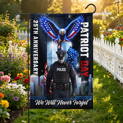 Patriot Day 25th Anniversary Police Eagle Never Forget Flag