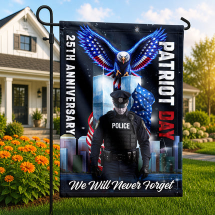 Patriot Day 25th Anniversary Police Eagle Never Forget Flag