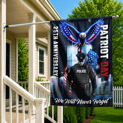 Patriot Day 25th Anniversary Police Eagle Never Forget Flag