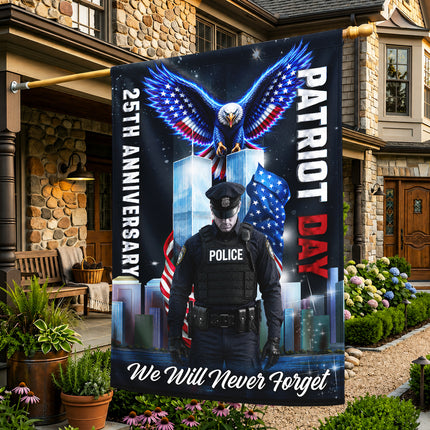 Patriot Day 25th Anniversary Police Eagle Never Forget Flag